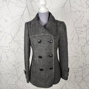 Babaton Gray Tweed 70% Wool Blend Double Breasted Howell Peacoat Preppy